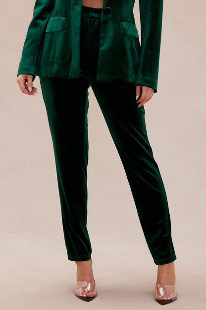 Vienna Velvet Blazer Suit Set - Hunter