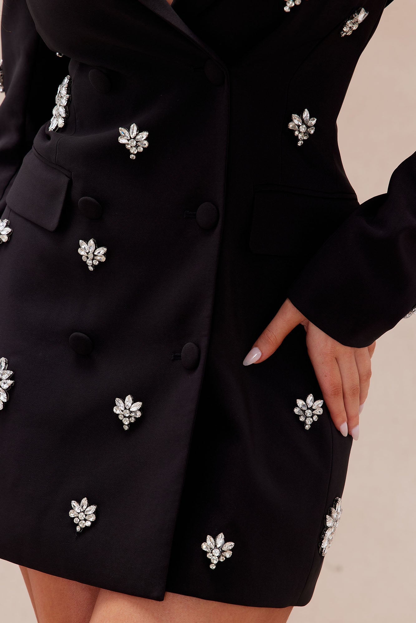 Jocelyn Embellished Blazer Dress - Black