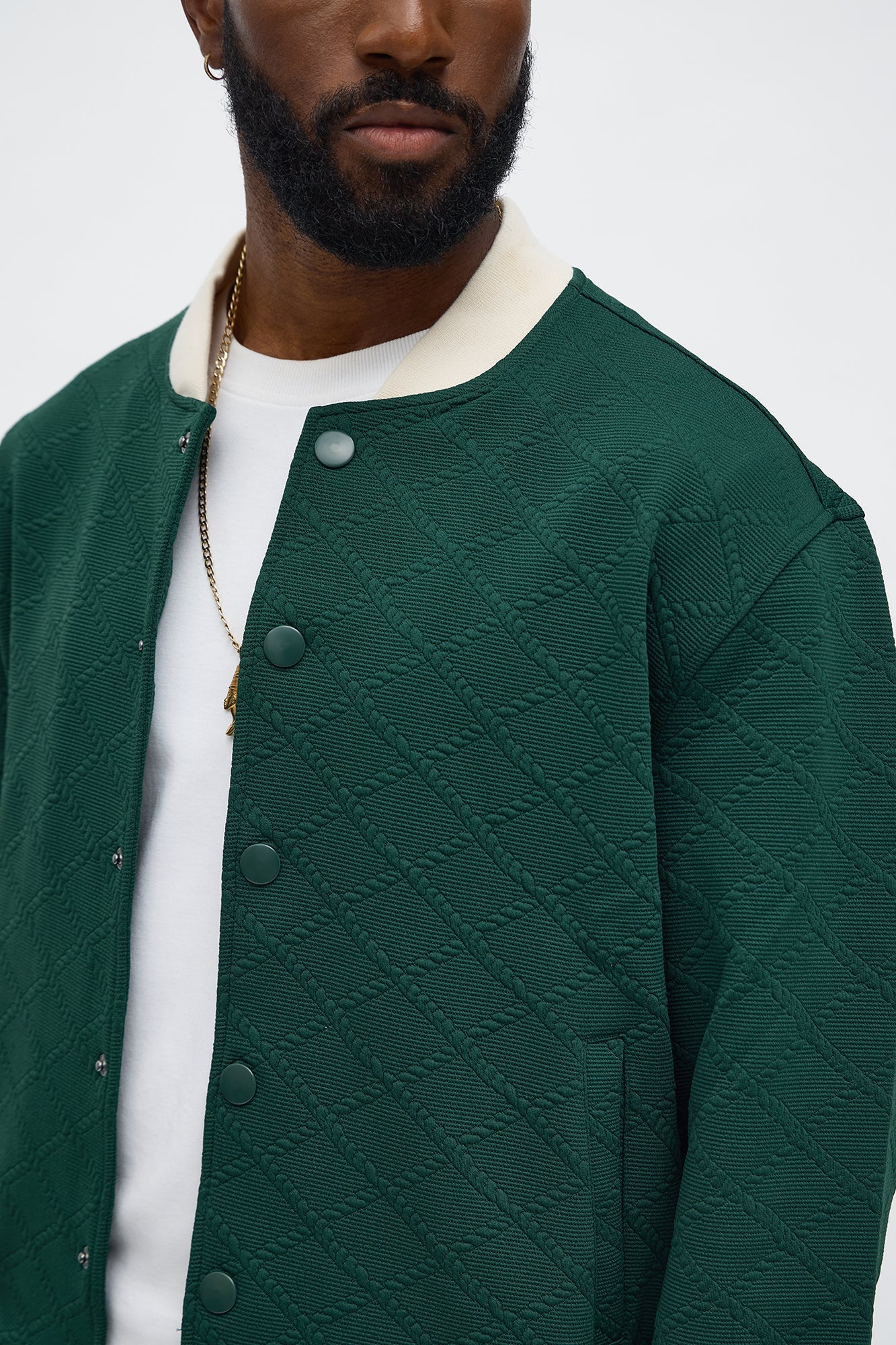 Duke Textured Bomber Jacket - Green