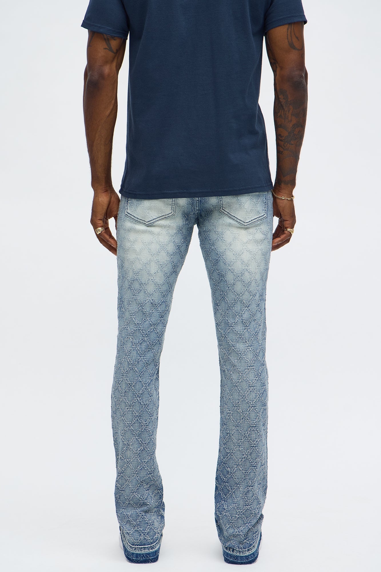 Stacked Slim Flare We WIldin In Bling Jean - Light Wash