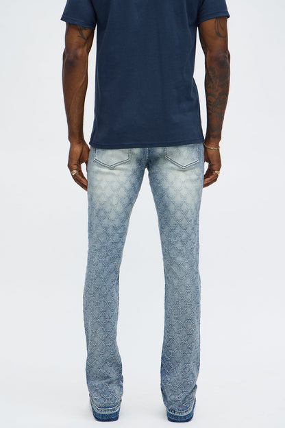 Stacked Slim Flare We WIldin In Bling Jean - Light Wash