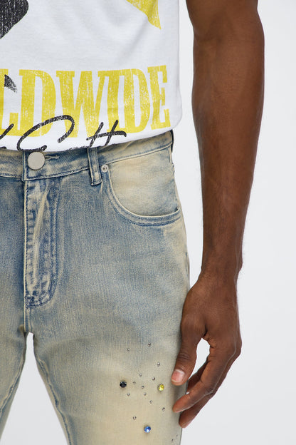 Stacked Skinny One Infinity Jeweled Jean - Light Wash