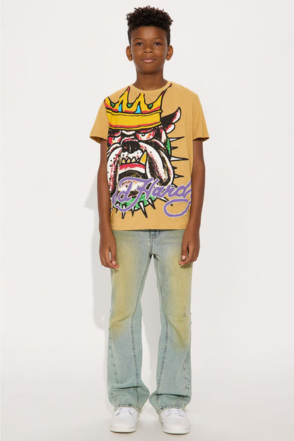 Mini Ed Hardy Bulldog Front/Back Short Sleeve Tee - Sand