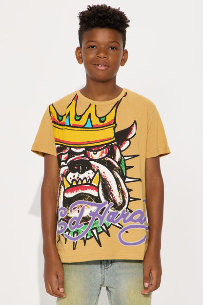 Mini Ed Hardy Bulldog Front/Back Short Sleeve Tee - Sand