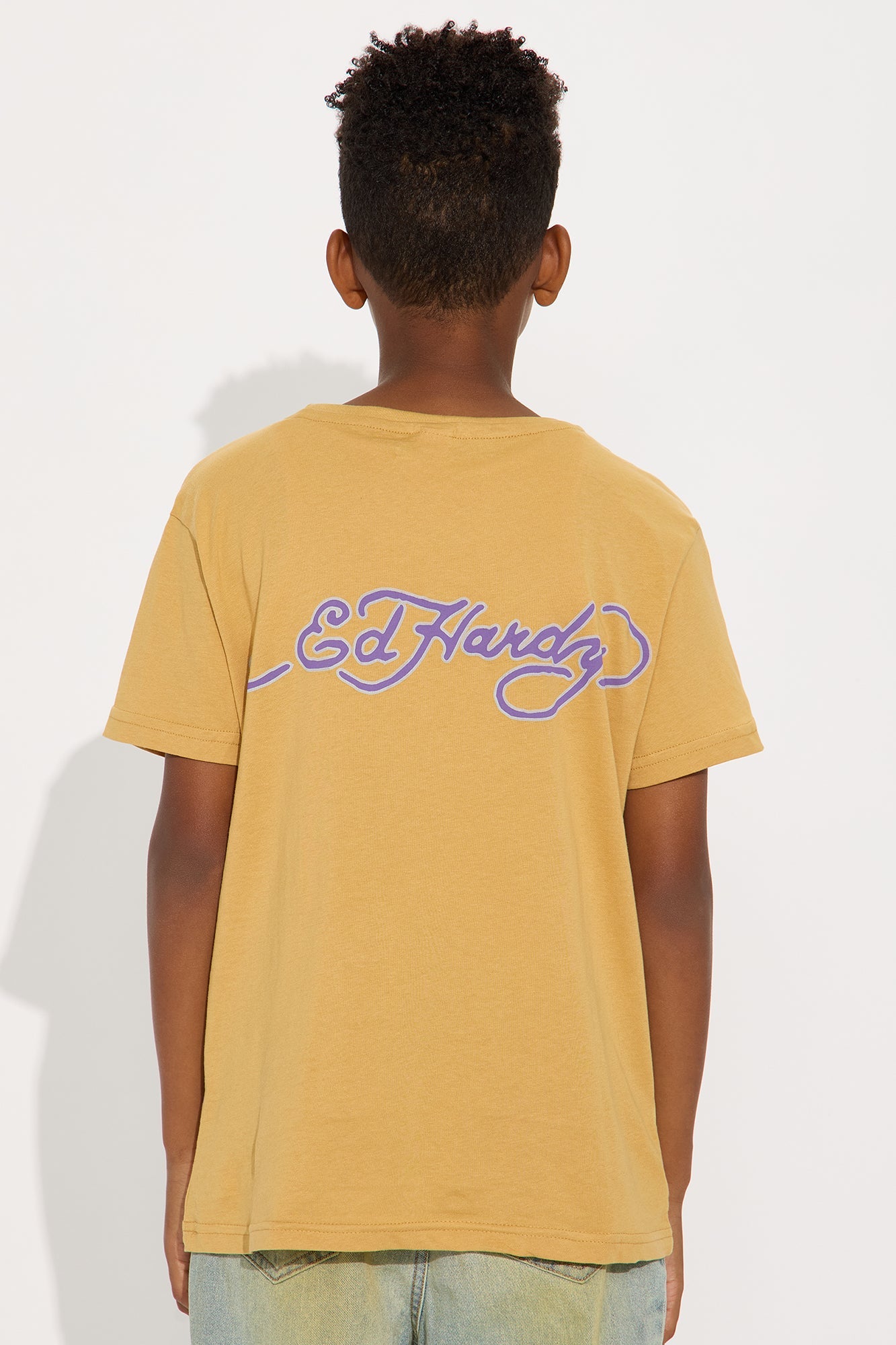 Mini Ed Hardy Bulldog Front/Back Short Sleeve Tee - Sand