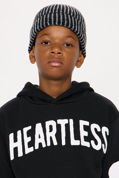 Mini Lined Knitted Ribbed Beanie - Grey/Black