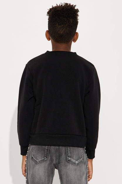 Mini King Of Hearts Crew Neck Sweatshirt - Black