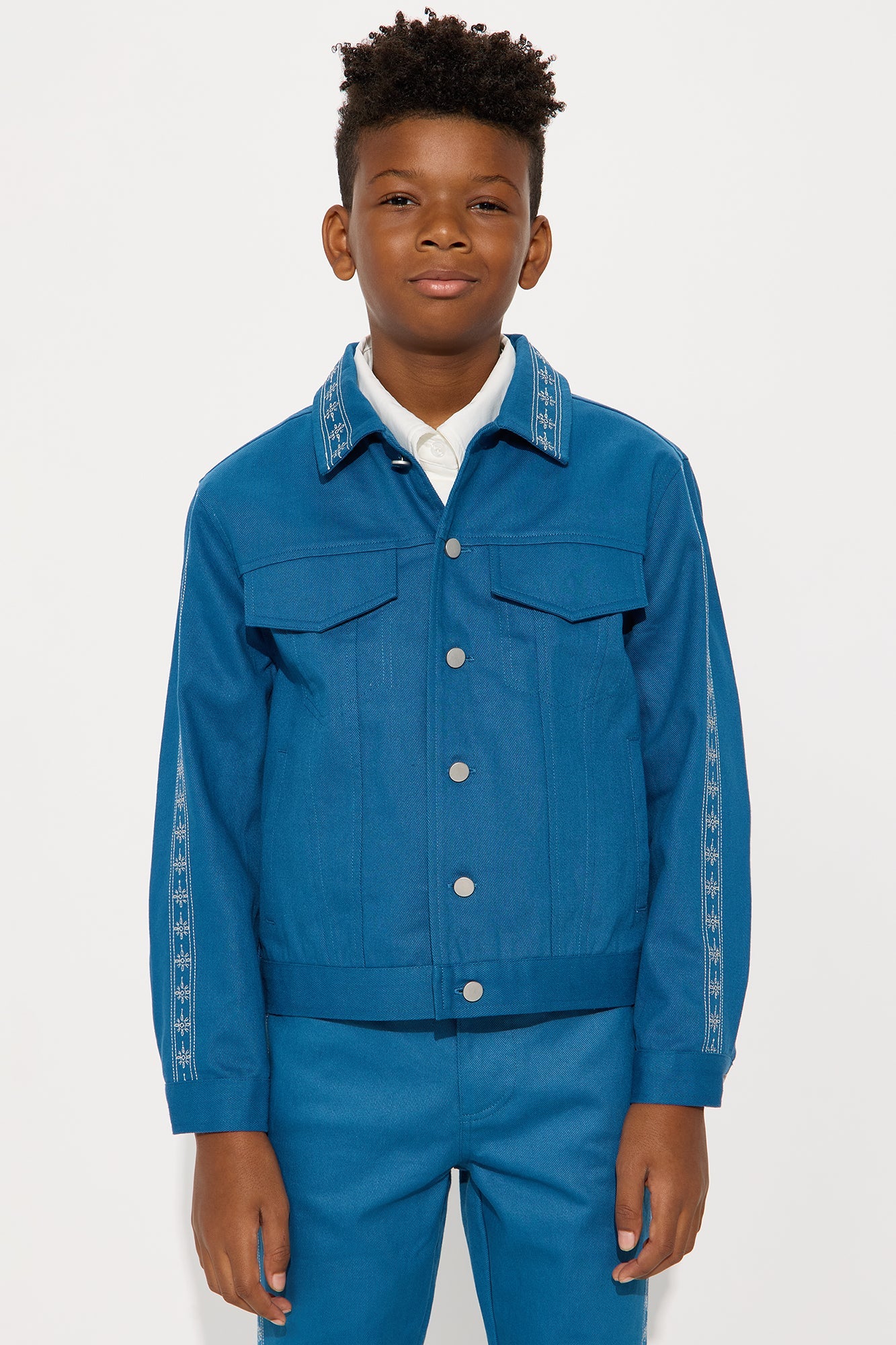 Mini On A Loop Embroidered Stitch Trucker Jacket - Blue