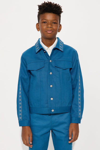 Mini On A Loop Embroidered Stitch Trucker Jacket - Blue