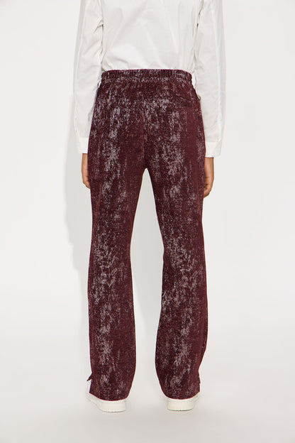 Mini Slim Slit Velvet Heathered Pant - Burgundy