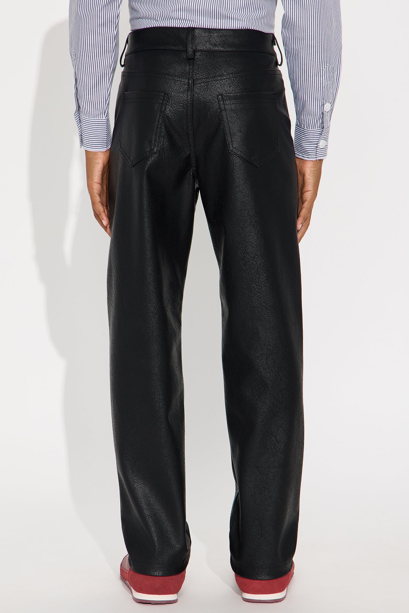 Mini Straight Luxury Living Faux Leather Pants - Black