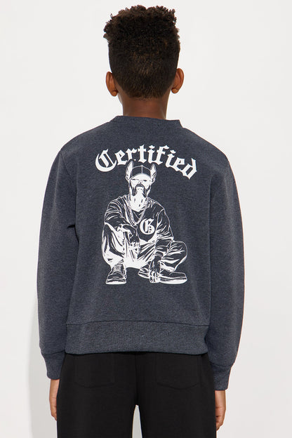 Mini Certified Front/Back Crew Neck Sweatshirt - Grey