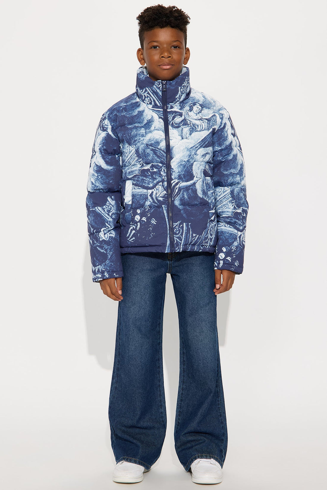 Mini Michelangelo Quilted Puffer - Blue/combo