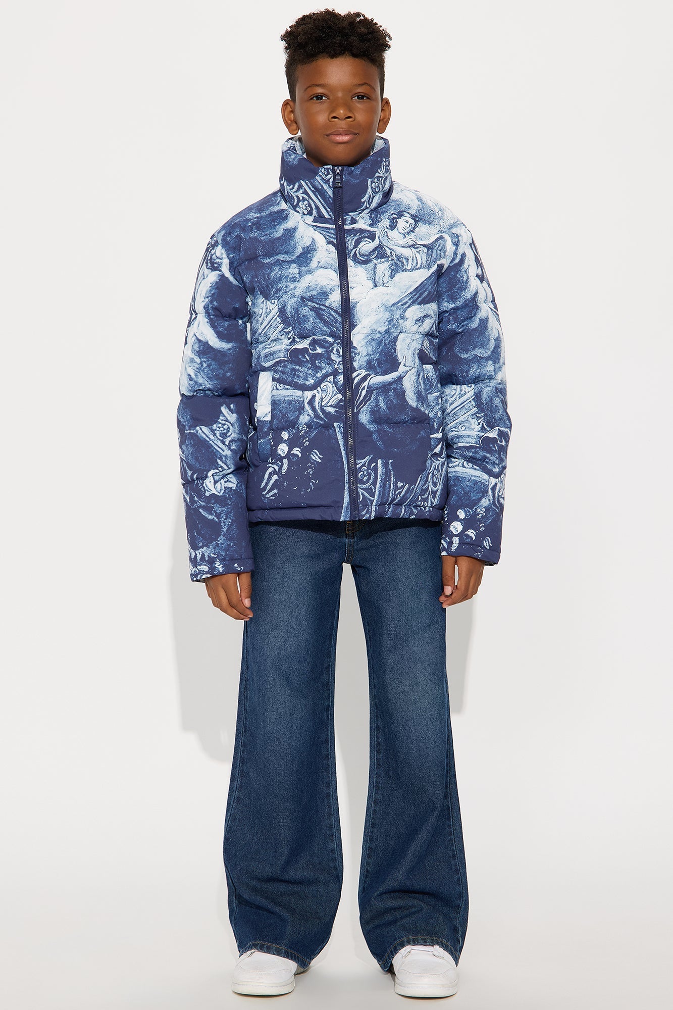 Mini Michelangelo Quilted Puffer - Blue/combo
