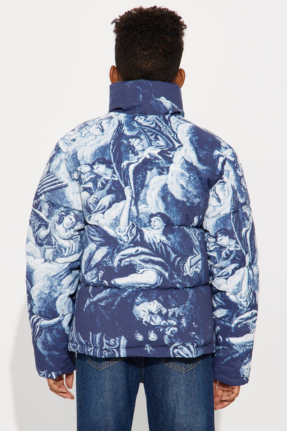 Mini Michelangelo Quilted Puffer - Blue/combo
