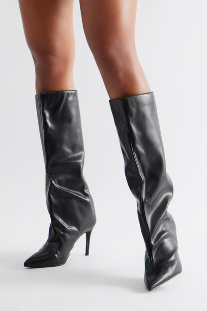 Krysia Stiletto Knee High Boots - Black