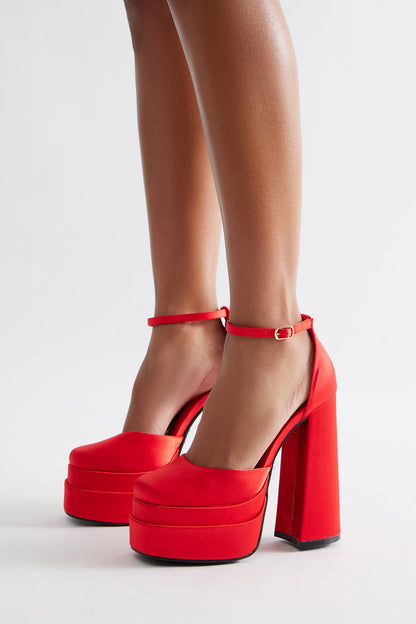On My Best Behavior Extreme Platform Heels - Red