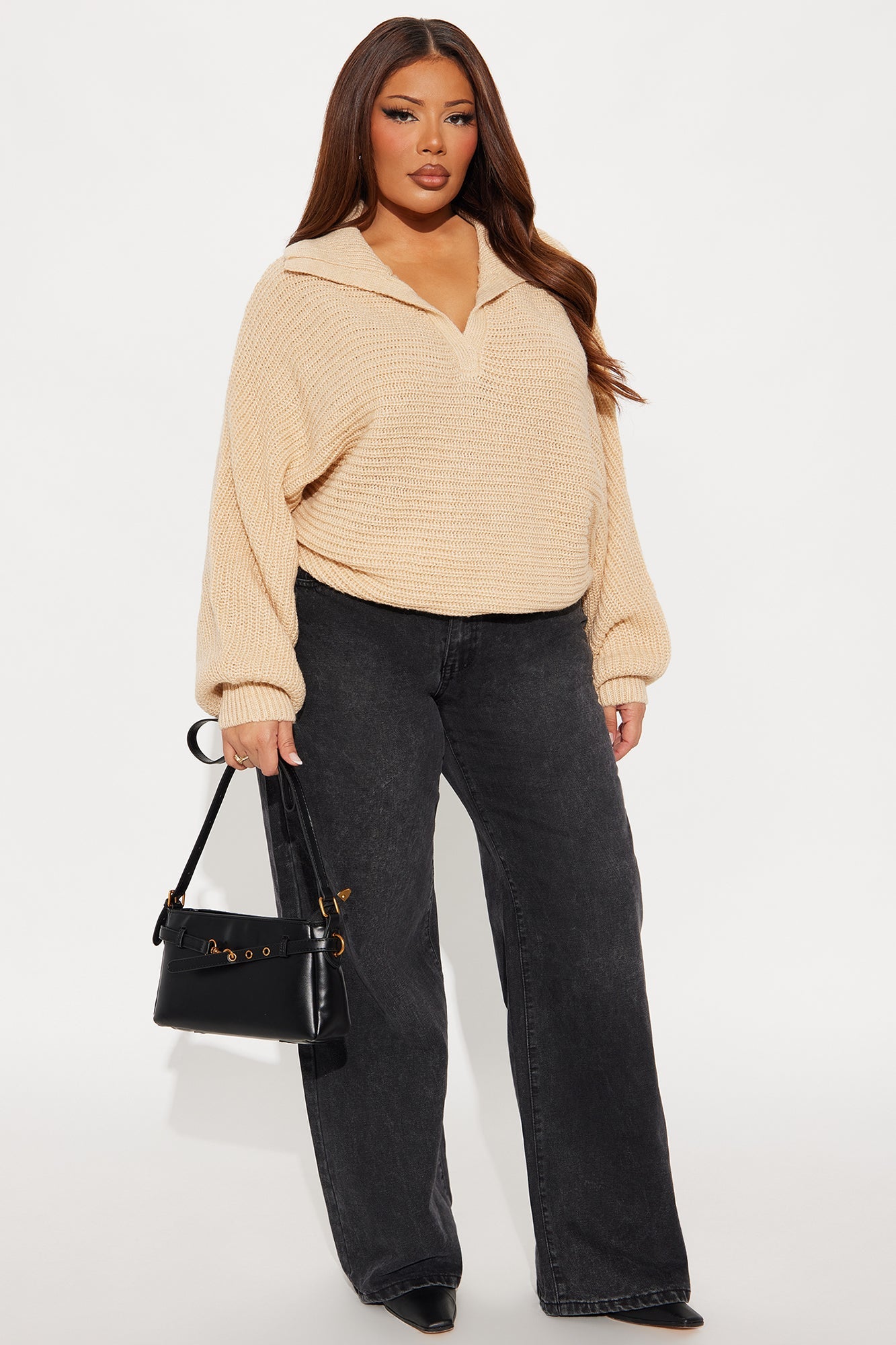 Marlie Collared Sweater - Taupe