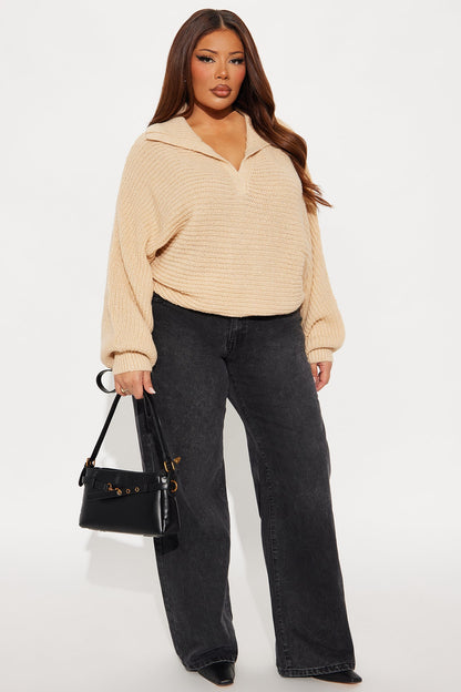 Marlie Collared Sweater - Taupe