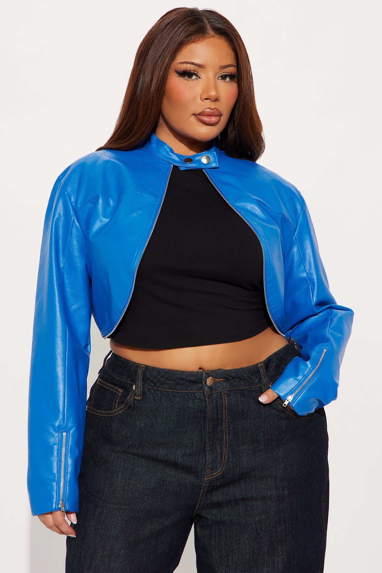Keep The Same Energy Bolero Moto Jacket - CobaltBlue