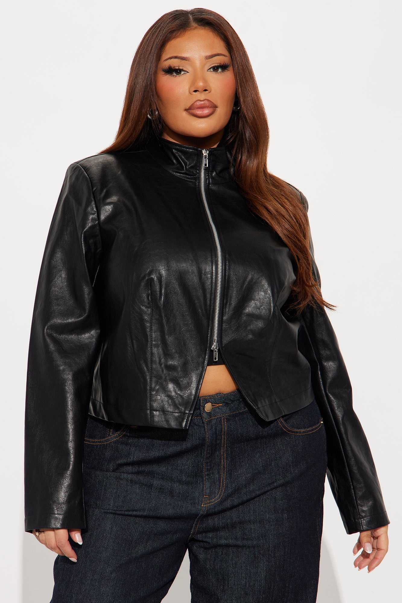 Untamed Energy Washed Faux Leather Moto Jacket - Black