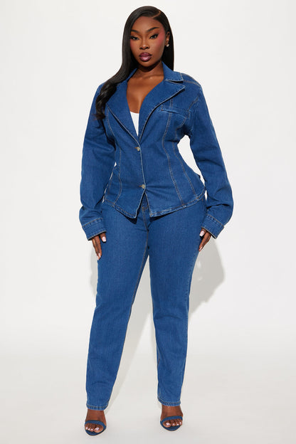 Beverly Bodysuit Denim Pant Set - Medium Wash