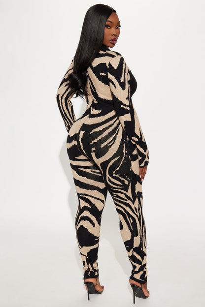 Aurora Sweater Knit Jumpsuit - Black/combo
