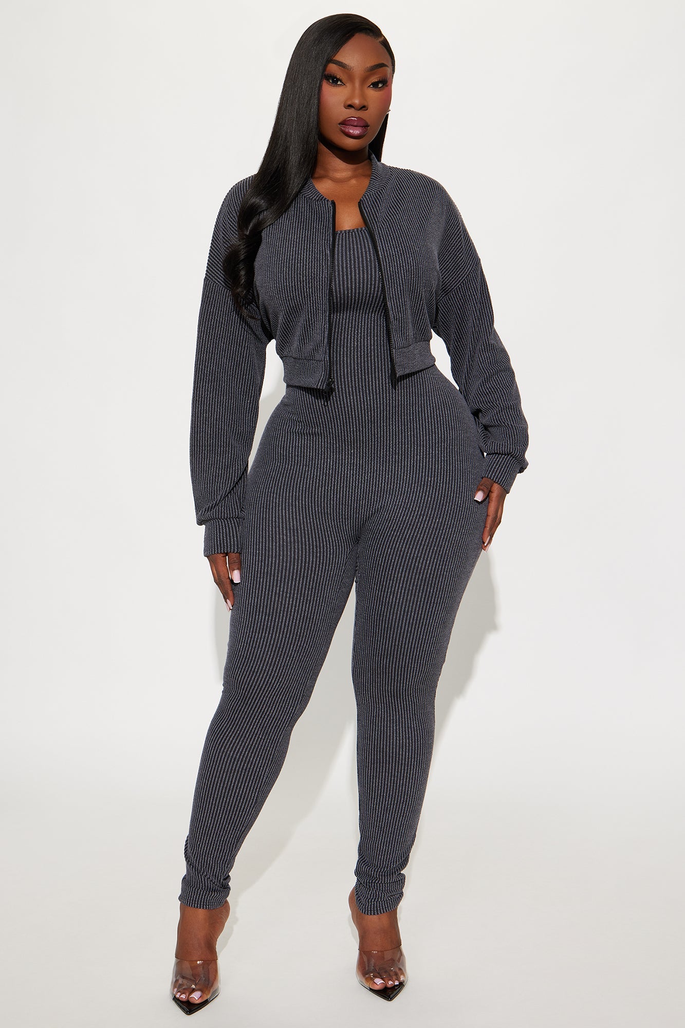 Riley Ribbed Two Piece Jumpsuit - Black