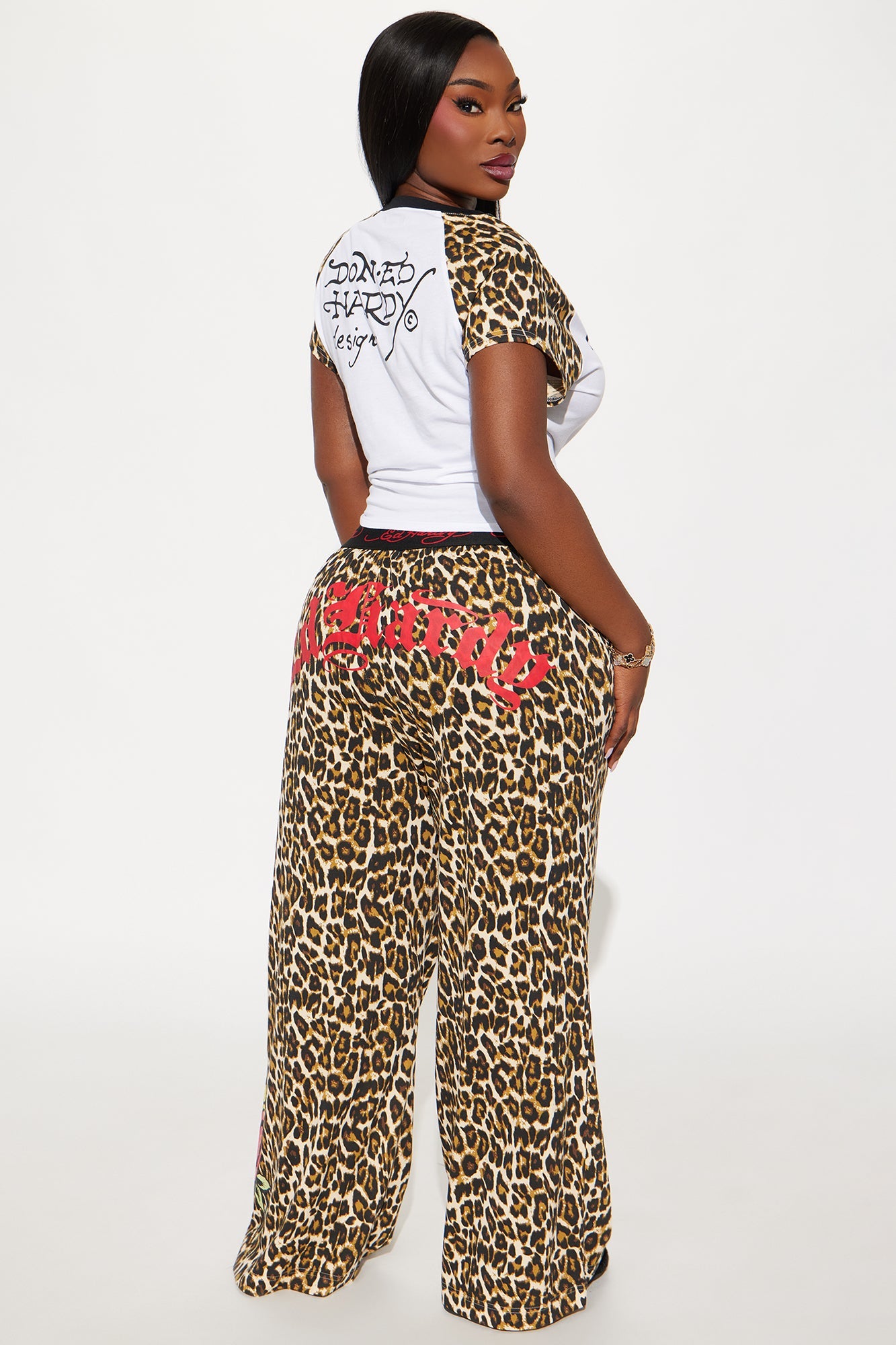 Ed Hardy Short Sleeve PJ Boxer Pant Set - Leopard