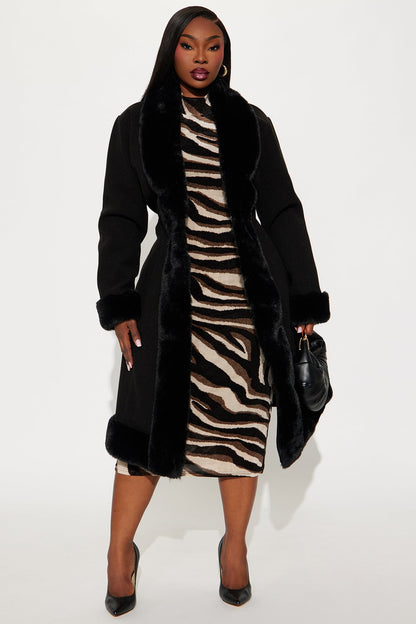 Dahlia Long Sleeve Midi Dress - Black/combo