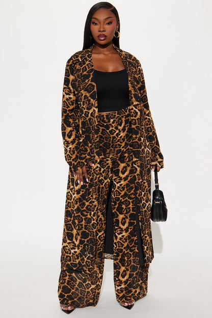 Styled by Emotion Chiffon Leopard Trench - Leopard