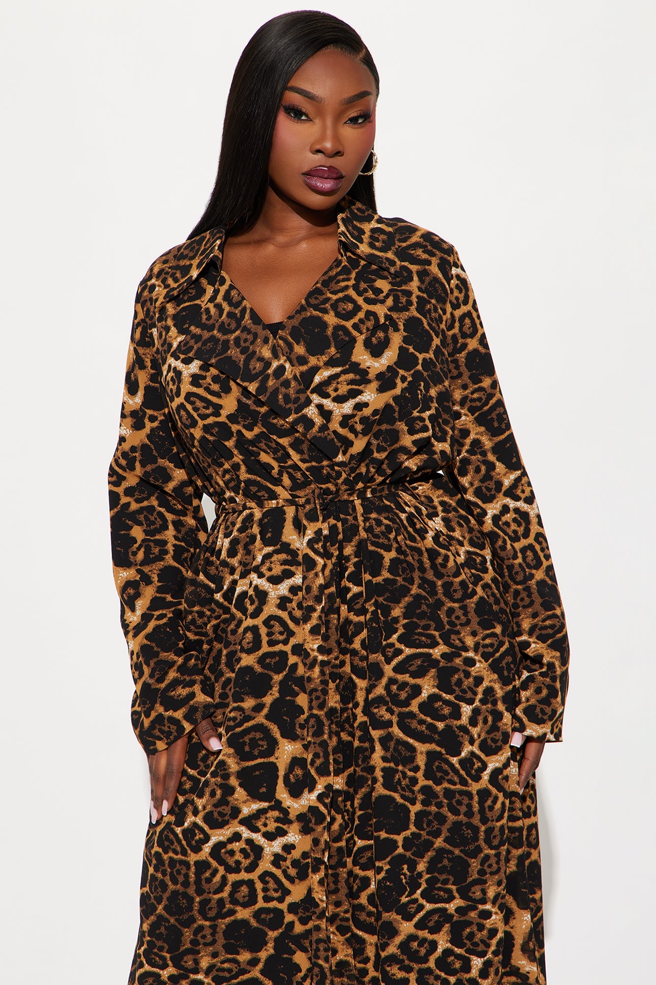 Styled by Emotion Chiffon Leopard Trench - Leopard