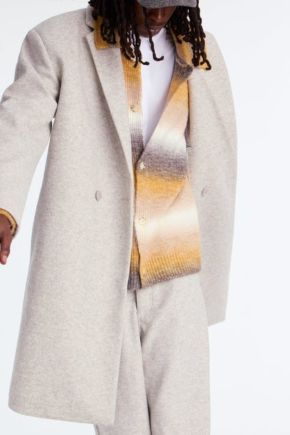Elevated Faux Wool Double Breasted Car Coat - Grey