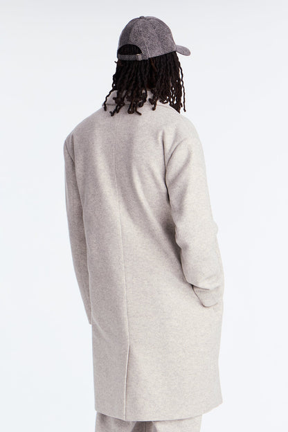 Elevated Faux Wool Double Breasted Car Coat - Grey