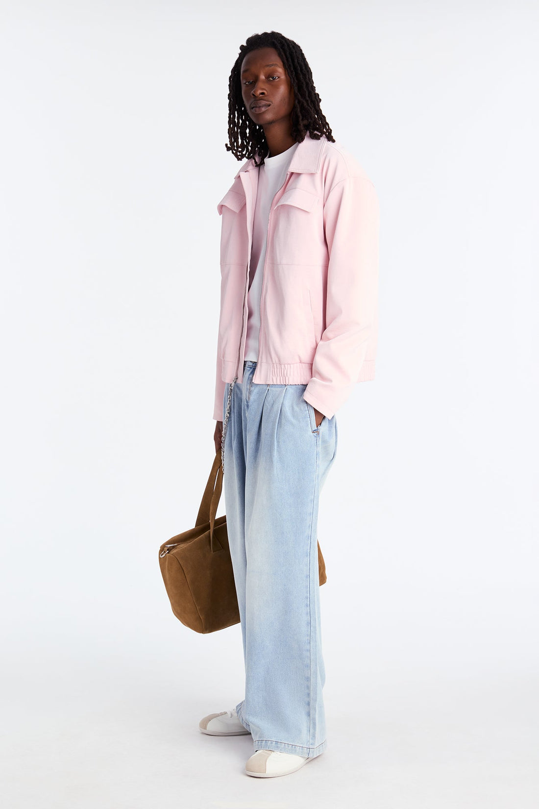 Baggy Wide Leg Pleated Jean - Light Wash