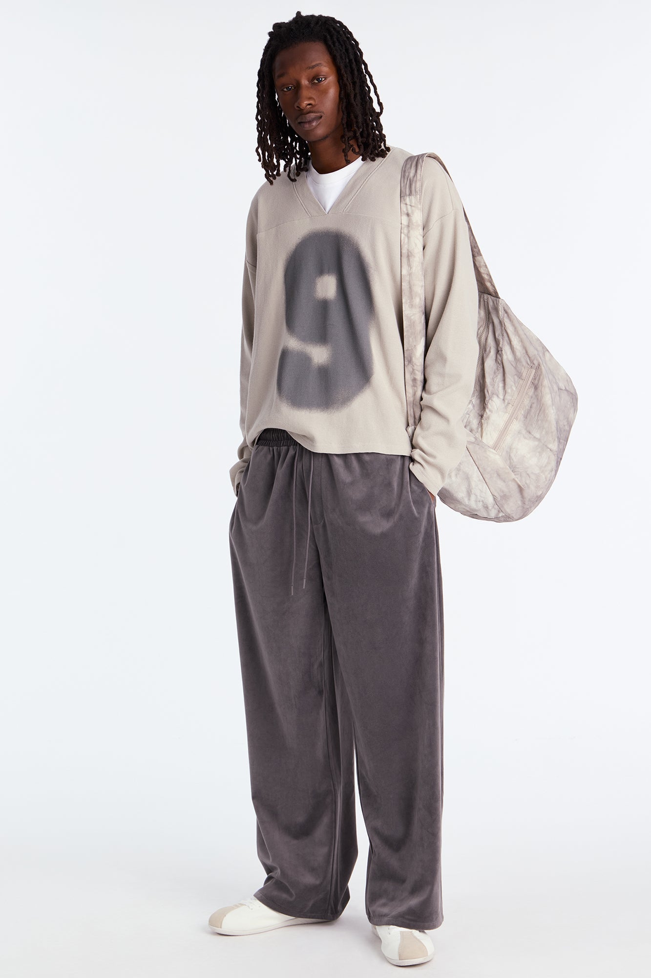 Baggy Fancy Slouch Drawstring Pant - Grey