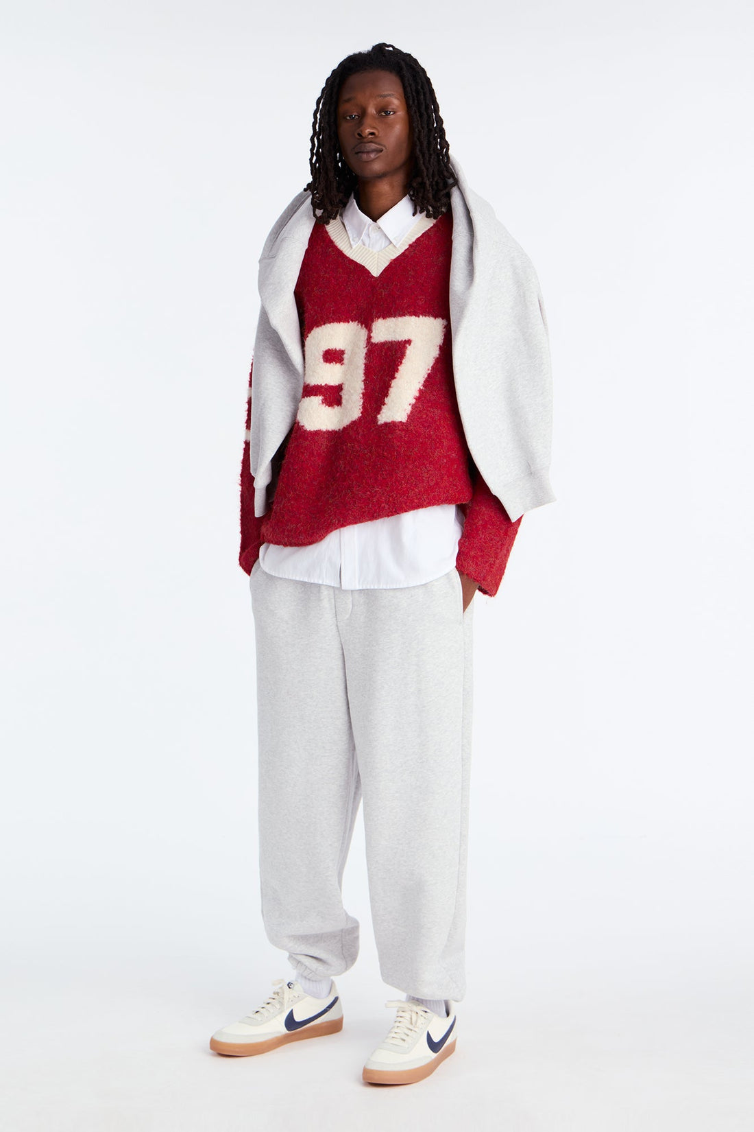 Boxy Winning Team Fuzzy Knit - Red