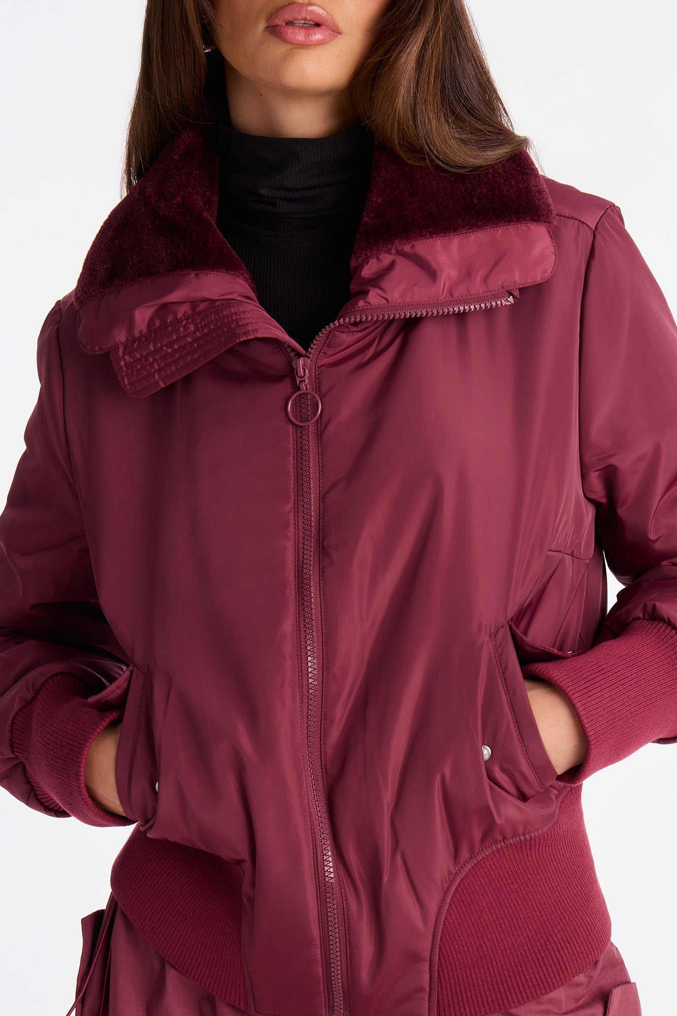 Nights In Denver Bomber Jacket - Burgundy