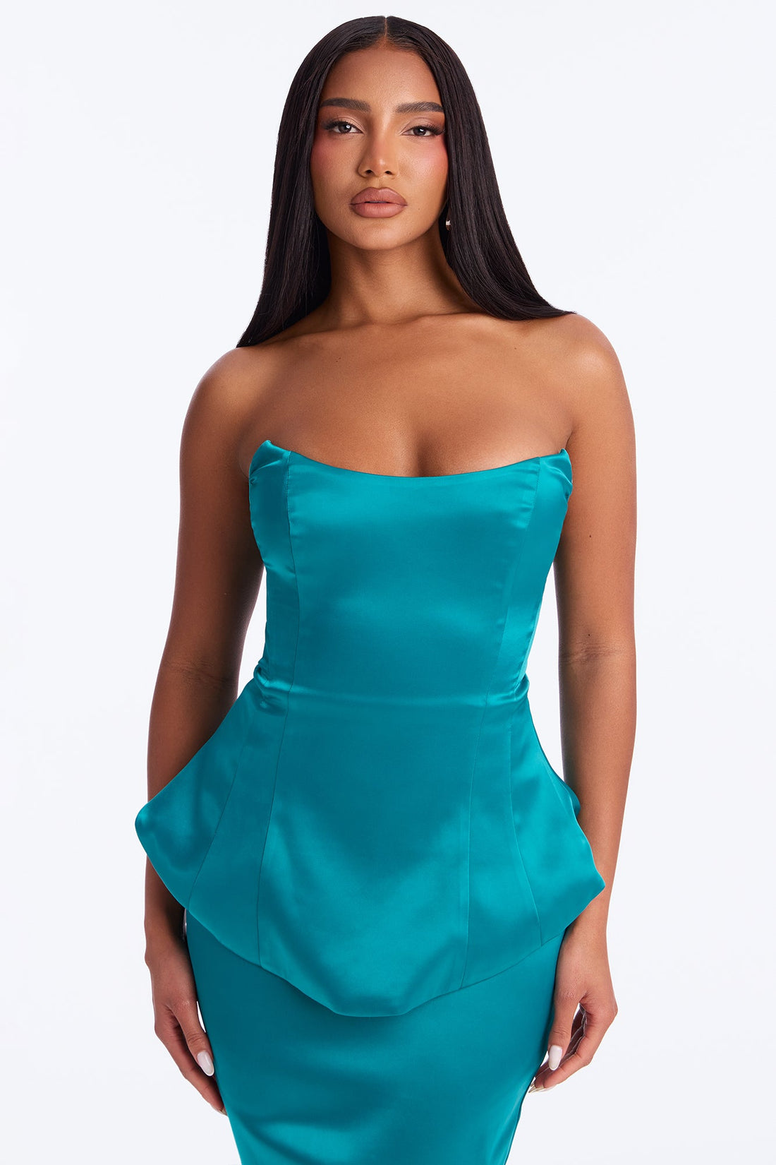Darling Mine Satin Midi Dress - Emerald