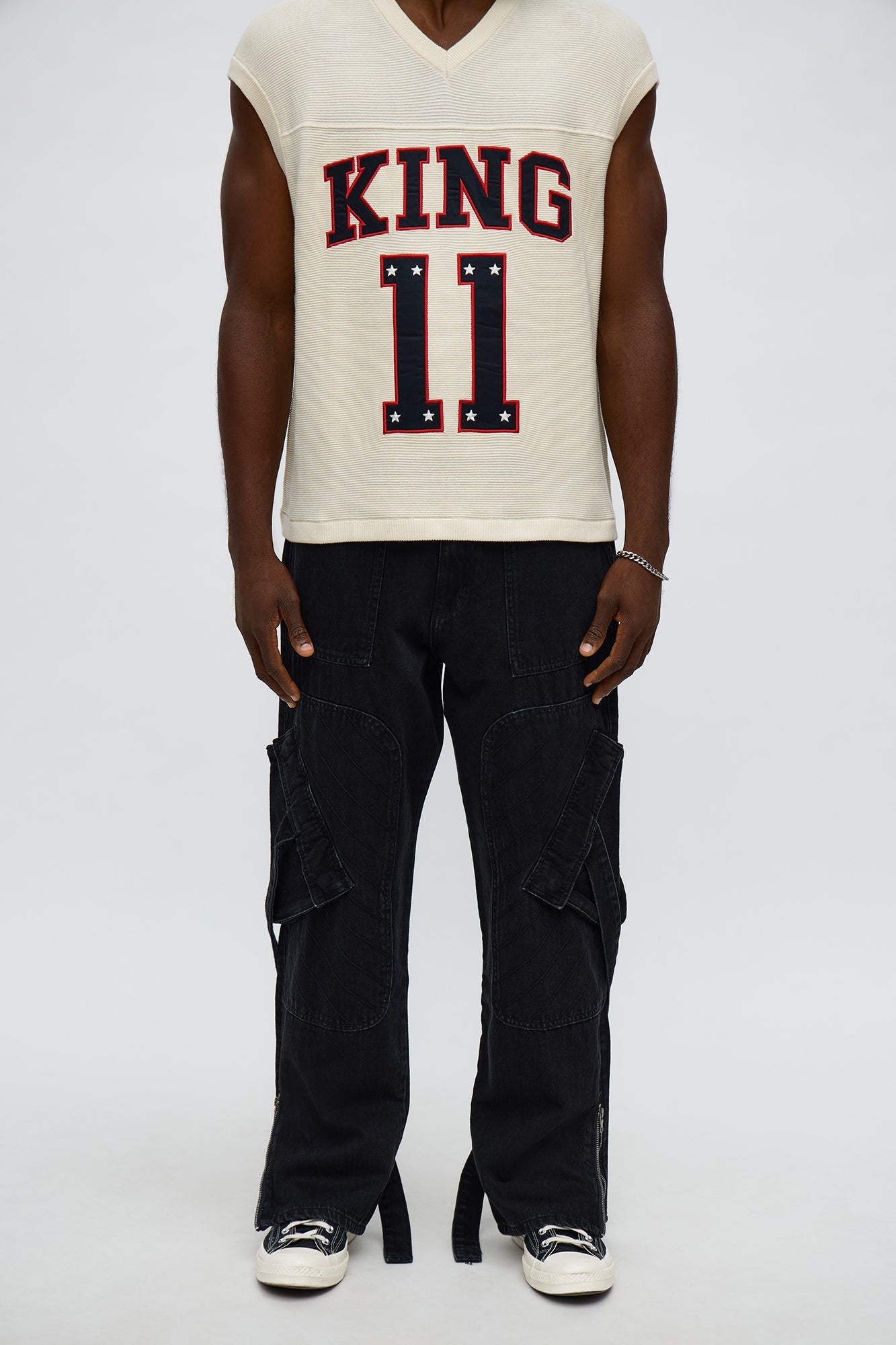 Relaxed Straight Paneled Cargo Jean - Black Wash