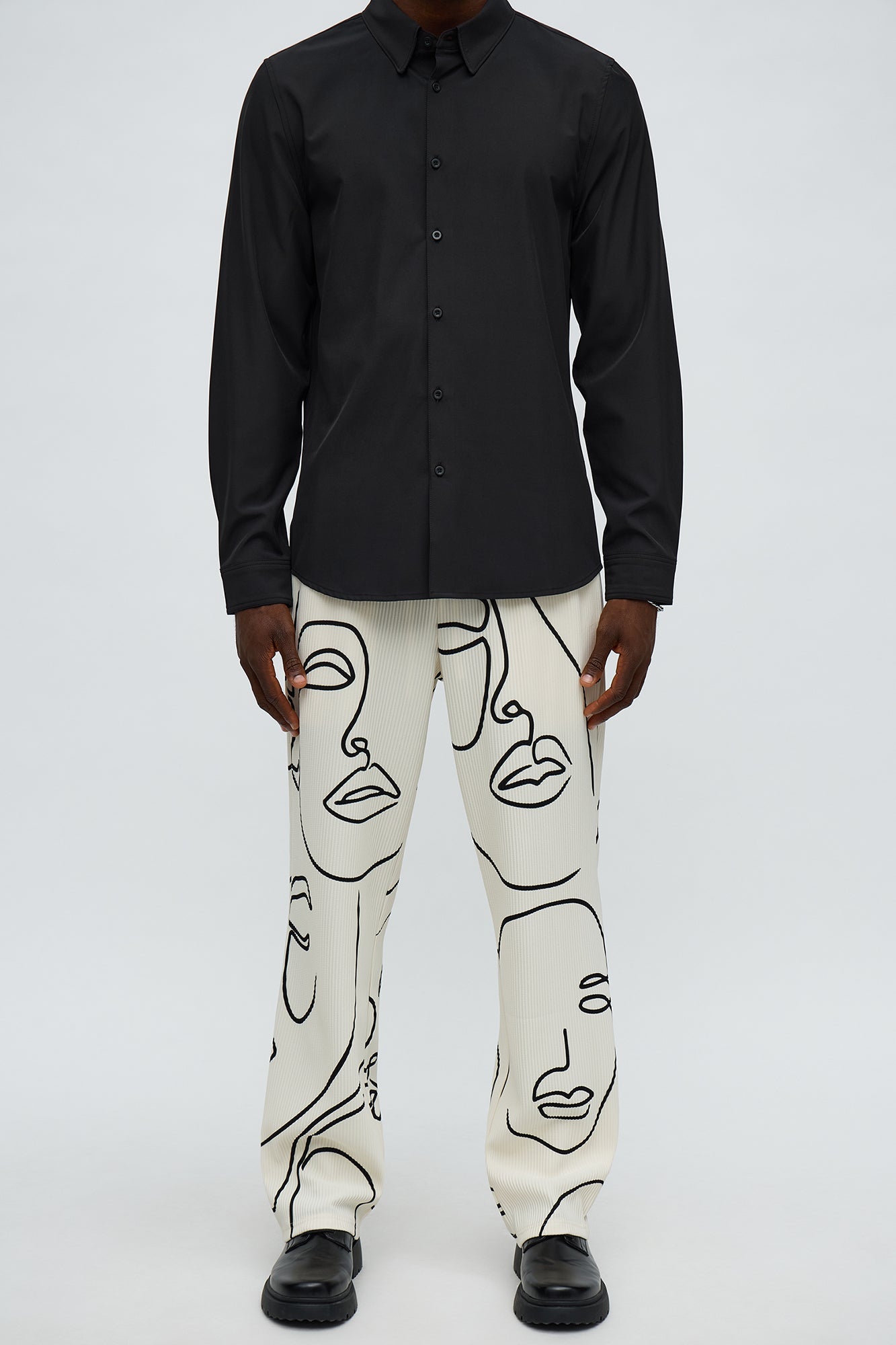 Straight Show Up Printed Face Pant - Cream