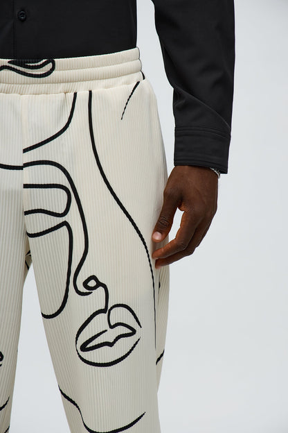 Straight Show Up Printed Face Pant - Cream