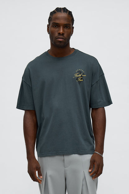 Pray Faith Over Fear Short Sleeve Tee - Grey