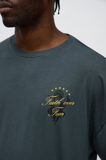 Pray Faith Over Fear Short Sleeve Tee - Grey