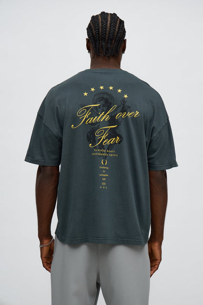 Pray Faith Over Fear Short Sleeve Tee - Grey