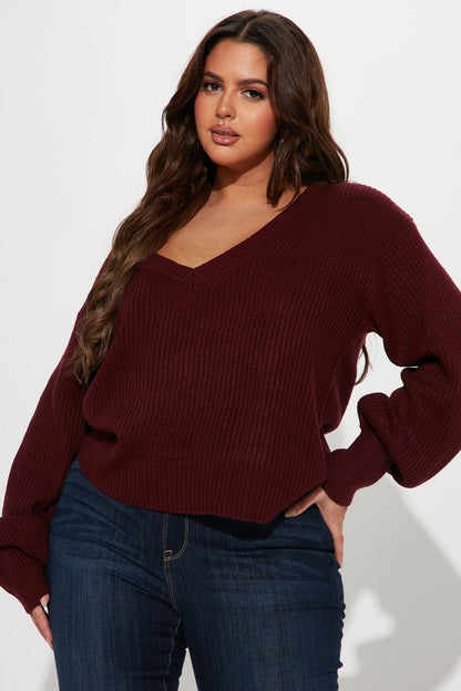 Stop And Stare Sweater - Burgundy