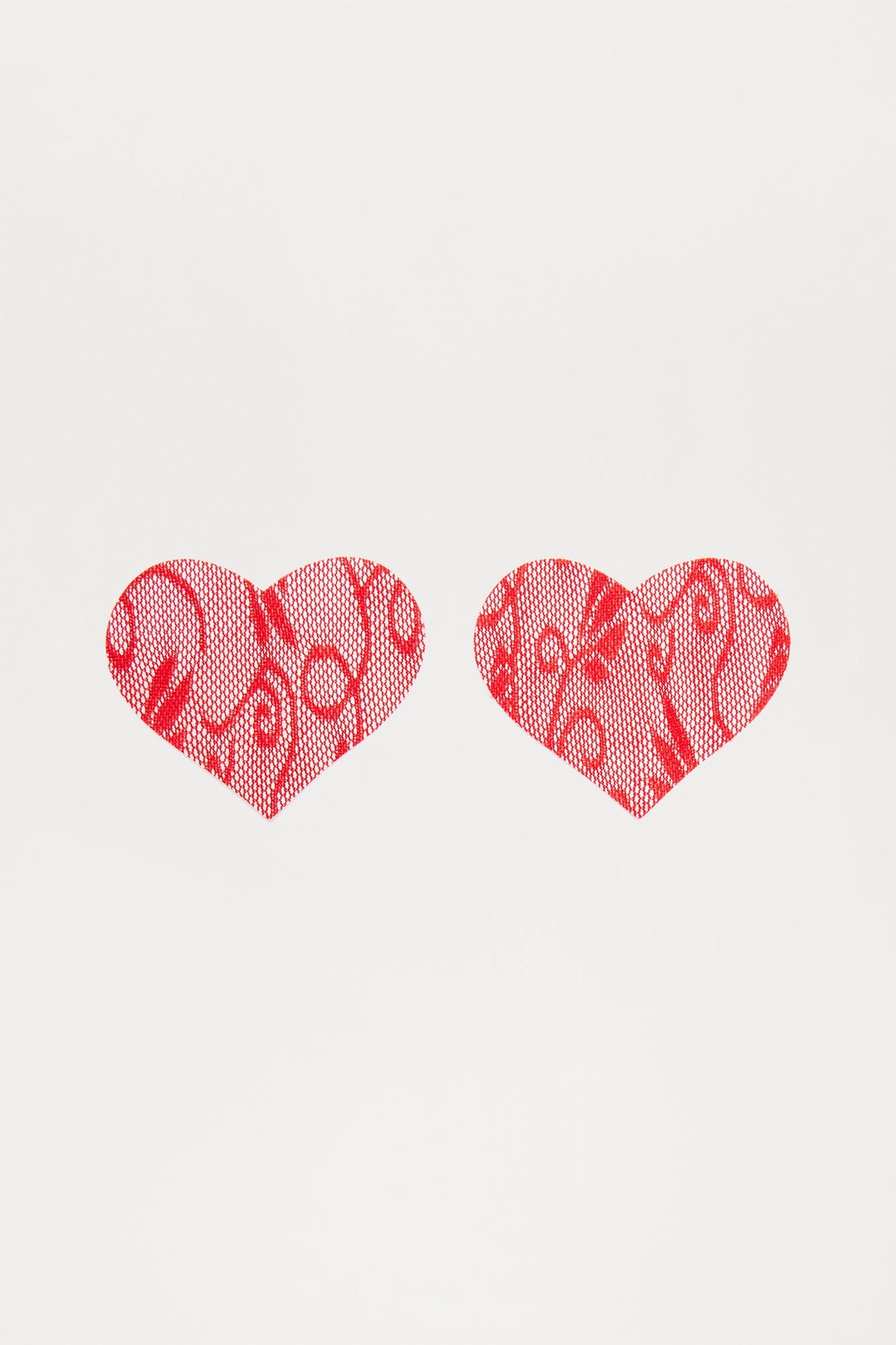 Heavy Heart Lace Nipple Cover Pasties - Red