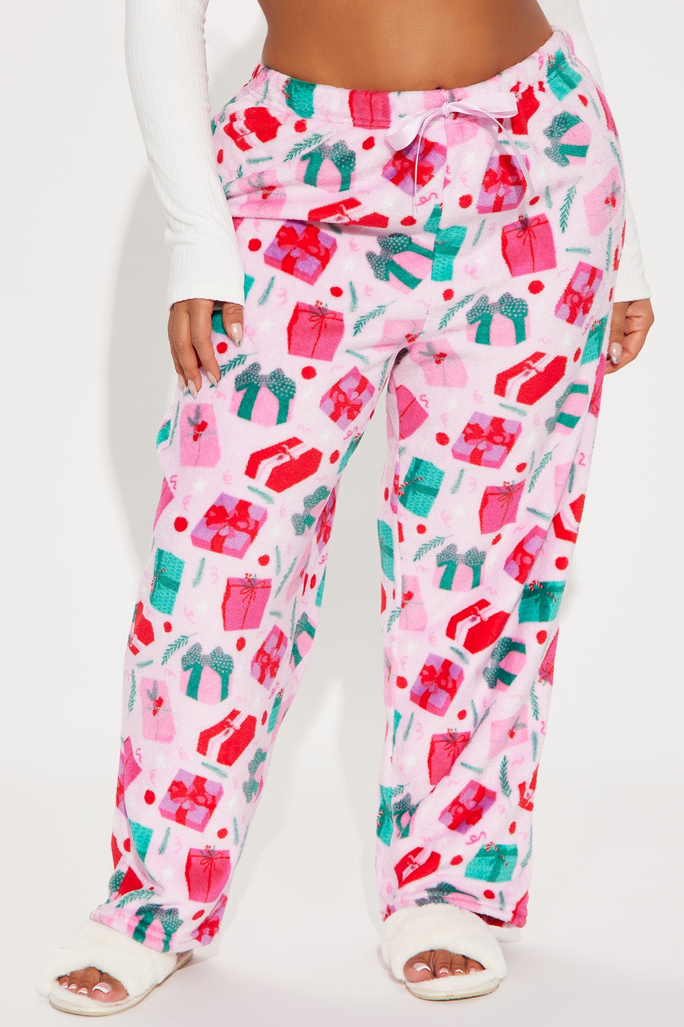 Gifts Under The Tree Plush PJ Pant - Pink/combo