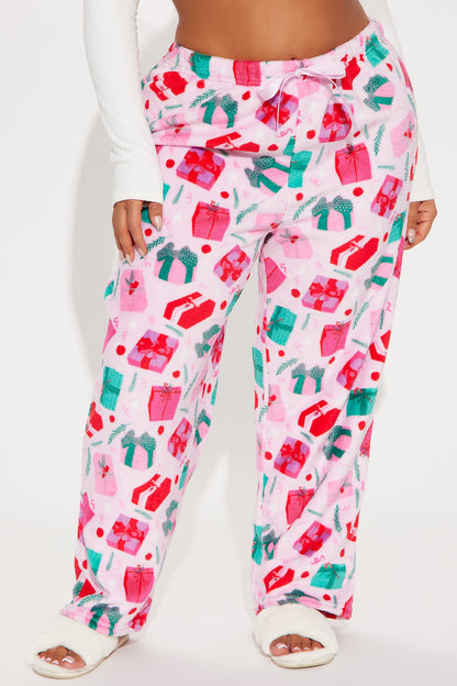 Gifts Under The Tree Plush PJ Pant - Pink/combo