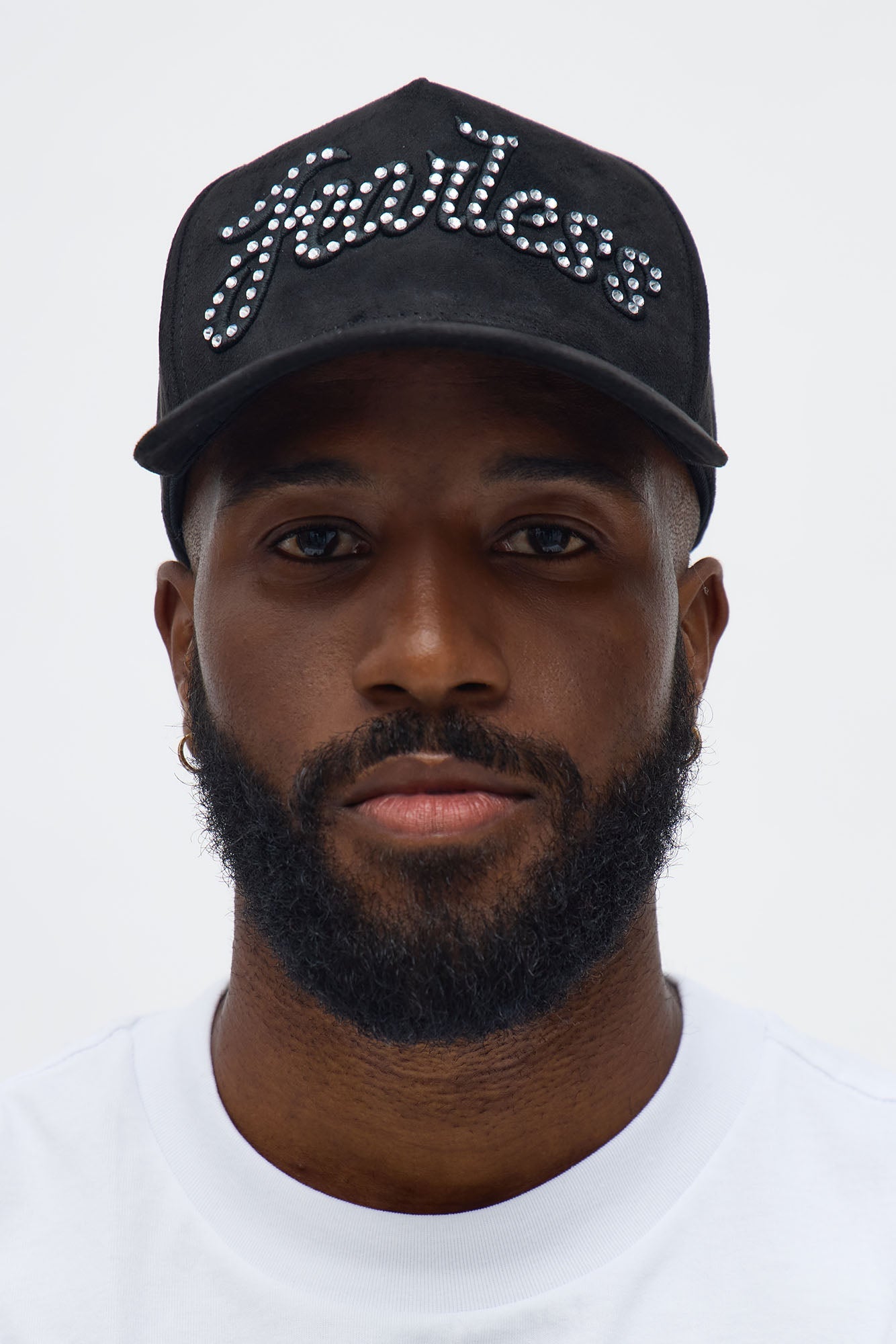 Fearless Stoned Faux Suede Structured Snapback Hat - Black